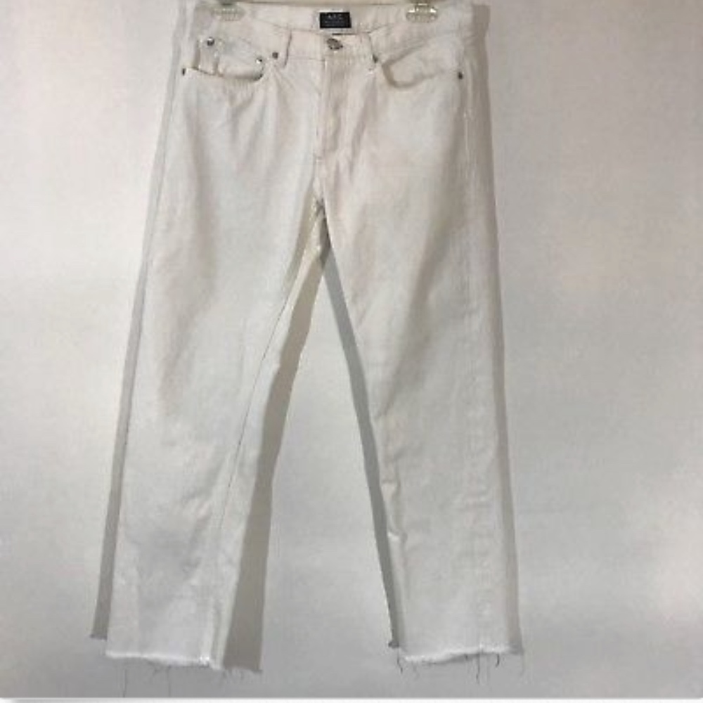 A.P.C. Women's White Jeans Denim 30 Raw Hem
